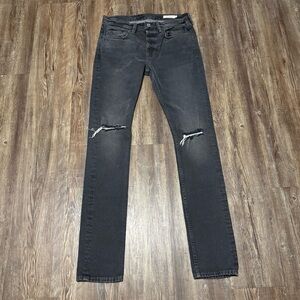 All Saints Cigarette Jeans Women's 28 Distressed Button Fly Bannock Slim Fit